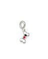 Pingente AG Berloque Ossinho "I Coracao e Pata" (Preto/Vermelho) - G6 - 6mm x 21mm - 0.86gr
