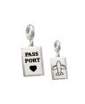 Pingente AG Berloque Passaporte (Frente Pass Port/Verso Aviao) - G5 - 10mm x 24mm - 1.91gr
