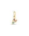 Pingente Coracao Comprido 8mm c/ 4 Pedras (Coloridas) - 00 - 6mm x 15mm - 0.23gr