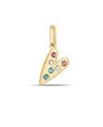 Pingente Coracao Comprido 12mm p/ 6 Pedras Coloridas - 00 - 8mm x 12mm - 0.40gr