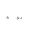 Brinco Estrela com Pedra de Strass no Centro - G5 - 6mm x 6mm - 0.57gr