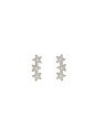 Brinco Tres Estrelas com Tres Pedras de Strass - G5 - 5mm x 12mm - 0.82gr