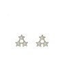 Brinco  Tres Estrela com Pedras de Strass - G5 - 10mm x 10mm - 0.93gr