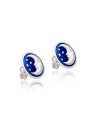 Brinco AG Medalha Lua Estrela 11mm (Azul Bandeira) - G3 - 11mm x 11mm - 1.58gr