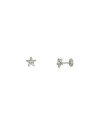 Brinco de Estrela com Uma Pedra de Strass no Centro - G5 - 5mm x 5mm - 0.48gr