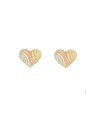 Brinco Coracao 12mm c/ 3 Faixa Lisa e 3 Reticulada - 3 Ouros - 00 - 12mm x 12mm - 1.68gr