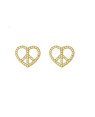 Brinco Fundicao - 86 Zirconia - Coracao Vaz c/ Simbolo da Paz  - 00 - 14mm x 10mm - 1.90gr