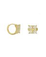 Brinco Argola Fundicao - 8 Zirconia - c/ Quadrado  - 00 - 12mm x 12mm - 4.52gr