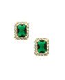Brinco Fundicao - 34 Zirconia - Retangulo centro Pedra Esmeralda (Linha Princess)) - 00 - 8mm x 10mm - 2.98gr