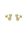 Brinco Fundicao - 136 Zirconia - Gato c/ Lacinho (Faz Lado) - 00 - 12mm x 14mm - 2.16gr