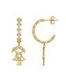 Brinco Fundicao - 70 Zirconia - Argola c/ Menina Pendurada - 00 - 10mm x 36mm - 3.49gr
