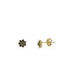 Brinco Fundicao - 26 Zirconia - Flor 7mm c/ Petalas - Preto - 00 - 7mm x 7mm - 1.08gr