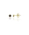 Brinco Fundicao - 14 Zirconia - Flor 4mm - Preto - 00 - 4mm x 4mm - 0.65gr