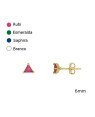 Brinco Fundicao - 2 Zirconia - Triangulo 6mm - Saphira - 00 - 6mm x 6mm - 0.82gr