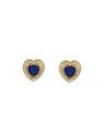 Brinco Fundicao - 54 Zirconia - Coracao 11mm Centro Saphira - 00 - 11mm x 11mm - 2.90gr