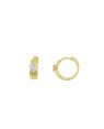 Brinco Fundicao - 2 Zirconia - Argola Meio Liso 12mm - 00 - 4mm x 12mm - 1.37gr