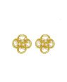 Brinco Fundicao - 22 Zirconia - Flor c/ 4 Petalas  - 00 - 13mm x 13mm - 4.34gr