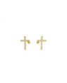Brinco Fundicao - 28 Zirconia - Cruz c/ Mini Gota Pendurada (Faz Lado) - 00 - 7mm x 10mm - 0.82gr