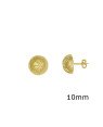 Brinco Usinado Meia Bola c/ Flor Diamantada 10mm - 00 - 10mm x 10mm - 2.80gr