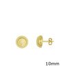 Brinco Usinado Meia Bola c/ Detalhe Borda c/ Flor Diam no Centro 10mm - 00 - 10mm x 10mm - 2.60gr