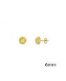 Brinco Usinado Meia Bola c/ Flor 5 Petalas Diamantada 6mm - 00 - 6mm x 6mm - 0.98gr