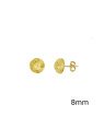 Brinco Usinado Meia Bola c/ Flor 5 Petalas Diamantada 8mm - 00 - 8mm x 8mm - 1.64gr