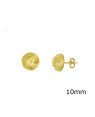 Brinco Usinado Meia Bola c/ Flor 5 Petalas Diamantada 10mm - 00 - 10mm x 10mm - 2.60gr