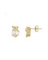 Brinco Fundicao - 2 Zirconia - Laco Liso Peq c/ Gota 8mm - 00 - 8mm x 11mm - 2.60gr