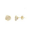 Brinco Fundicao - 2 Zirconia - Solitario c/ Rosa Vaz 9mm  - 00 - 9mm x 9mm - 1.99gr