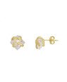 Brinco Fundicao - 2 Zirconia - Quadrado c/ Detalhes Liso 10mm - 00 - 10mm x 10mm - 2.93gr