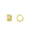Brinco Fundicao - 2 Zirconia - Argola c/ Detalhes Lixado c/ Flor - 00 - 6mm x 12mm - 3.60gr