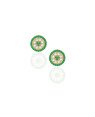 Brinco Fundicao - 76 Zirconia - Pizza 10mm - Esmeralda/Cristal - 00 - 10mm x 10mm - 1.94gr