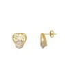 Brinco Fundido 2 Zirconia - Coracao c/ Diversos Vaz e Zirconia Redonda 8mm na Ponta - 00 - 12mm x 14mm - 2.60gr
