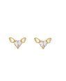 Brinco Fundido 2 Zirconia - Coracao Alado  - 00 - 14mm x 10mm - 1.95gr