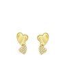 Brinco Fundicao - 40 Zirconia - 1 Coracao Liso e 1 c/ Pedras  - 00 - 9mm x 17mm - 2.23gr