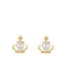 Brinco Fundicao - 2 Zirconia - Coroa Vaz c/ Cruz e Gota 12mm - 00 - 11mm x 12mm - 1.56gr