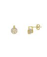Brinco Fundicao - 2 Zirconia - Palito c/ Rosinha e Zirconia 7mm Sobreposto - 00 - 7mm x 9mm - 2.38gr