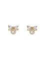 Brinco Fundicao - 4 Zirconia - Laco c/ Perola 7mm - 00 - 12mm x 10mm - 2.69gr