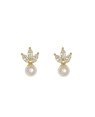 Brinco Fundicao - 6 Zirconia - 3 Navete c/ Perola 7mnm - 00 - 10mm x 17mm - 2.40gr