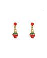 Brinco Trc Pedra Vermelha c/ Morango c/ Resina - 00 - 6mm x 16mm - 0.94gr