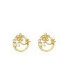 Brinco Fundicao - 6 Zirconia - Redondo Vazado 10mm c/ Flor  - 00 - 10mm x 12mm - 1.94gr