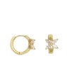 Brinco Fundicao - 8 Zirconia - Argola 17mm c/ Flor  - 00 - 9mm x 17mm - 3.89gr