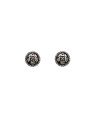 Brinco AG (Envelhecida) Redondo  8,5mm c/ Flor Borda Torcida   - G5 - 9mm x 9mm - 1.14gr