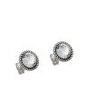 Brinco AG (Envelhecida) Redondo 8,5mm c/ Pedra Chaton Borda Torcida  - G5 - 8mm x 8mm - 1.60gr