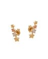 Brinco Ear Cuff Baby c/ 4 Estrelas Reticuladas (3 Ouros) - 00 - 4mm x 14mm - 0.63gr