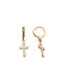 Brinco Argolinha c/ Cruz Borda Torcida p/ Resina (Branco) - 00 - 12mm x 30mm - 1.80gr