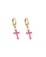Brinco Argolinha c/ Cruz Borda Torcida p/ Resina (Rosa Pastel) - 00 - 12mm x 30mm - 1.80gr