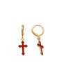 Brinco Argolinha c/ Cruz Borda Torcida p/ Resina (Coral) - 00 - 12mm x 30mm - 1.80gr