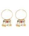 Brinco Argola c/ 5 Baloes Acrilicos p/ 2 Coracoes/Coroa/Estrela/Strass - 00 - 38mm x 61mm - 7.80gr