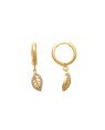 Brinco Argolinha Fundida c/ Folha Zirconia  - 00 - 12mm x 26mm - 2.40gr